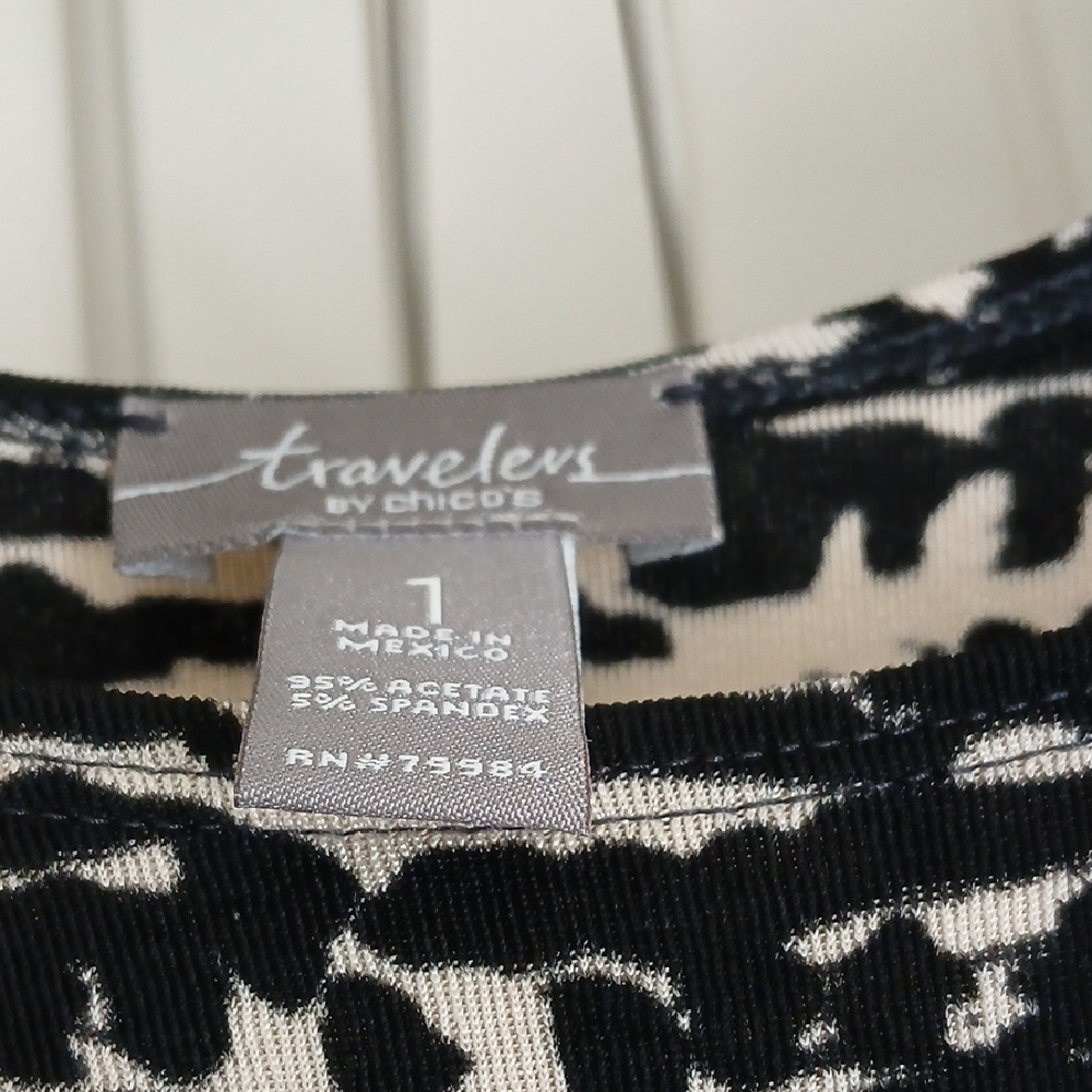 Travelers by Chico's Black and Cream Printed Camisole